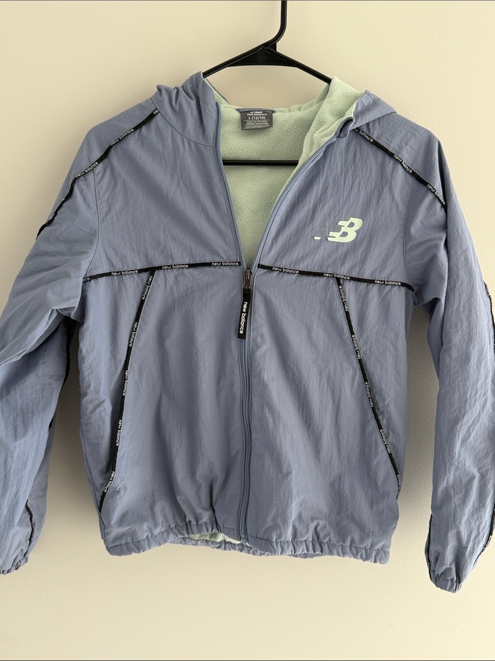 10 for $20🔥New Balance Light Blue Hooded Kids Rain Jacket with Mint Lining